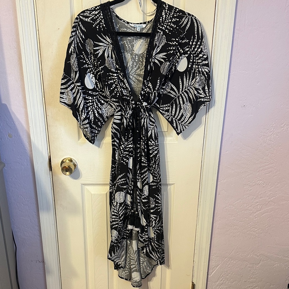 Blue Island Black and White High Low Dress